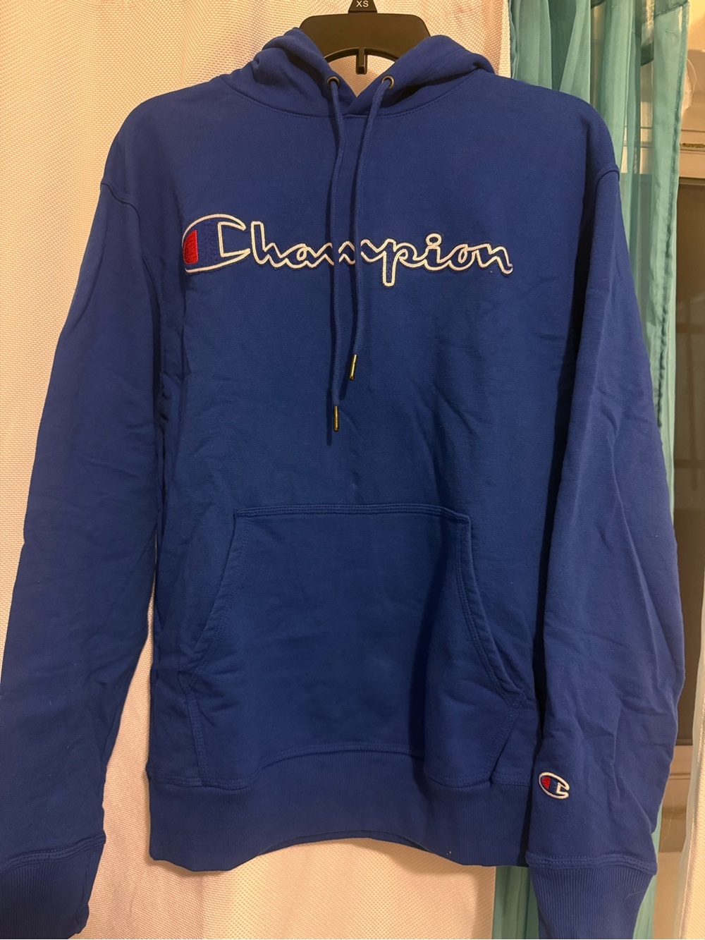 Champion Men’s Royal Blue Crewneck Hoodie with Script Logo